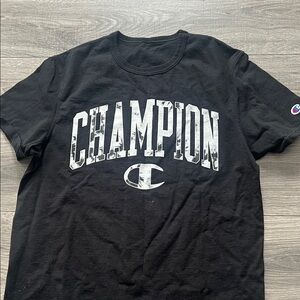 Champion Black Tee with White Logo